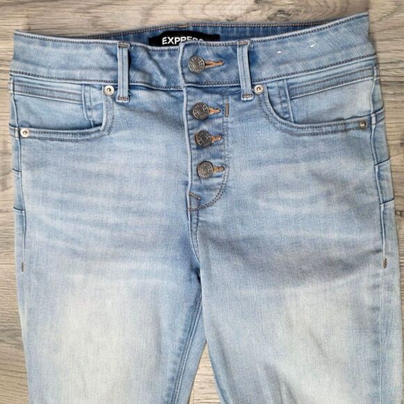 Express Light Washed Mid-Rise Ankle Legging Jeans Size 2 - Picture 2 of 8
